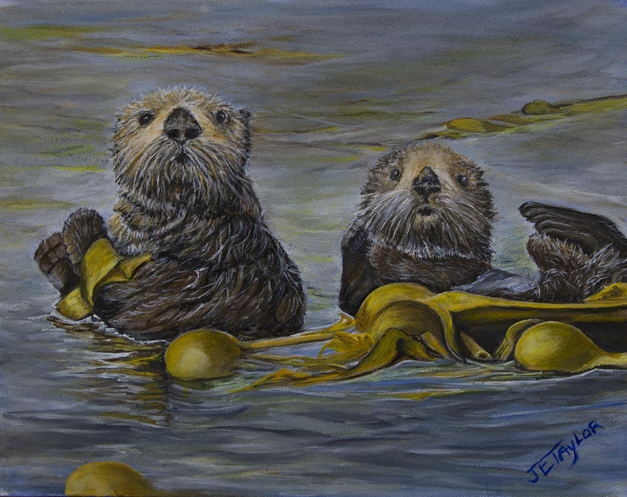 2 Otters Painting by Joy Taylor | Fine Art America