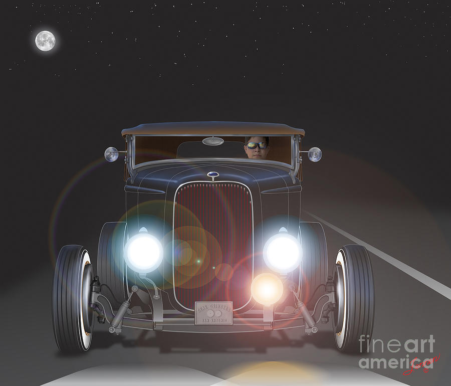 Car Digital Art - Out of the Night #2 by Charles Fennen