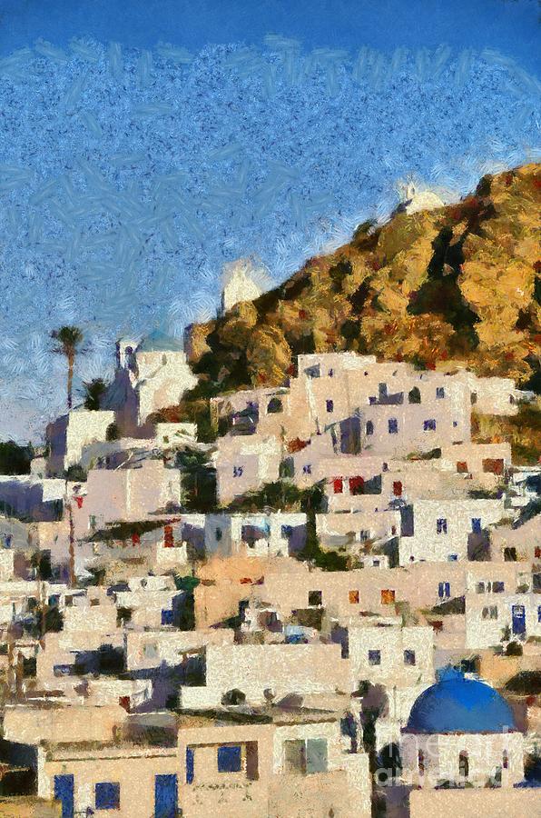 Painting of Ios town #1 Painting by George Atsametakis