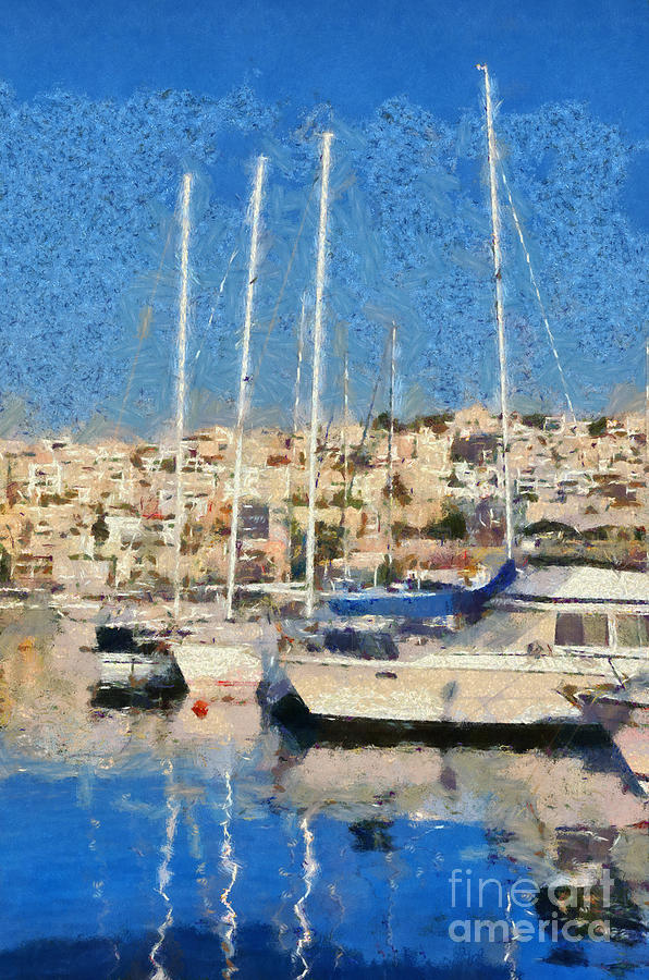 Mikrolimano port #6 Painting by George Atsametakis
