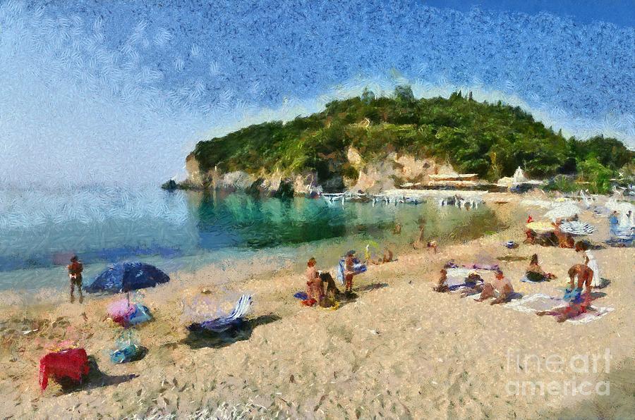 Paleokastritsa beach #6 Painting by George Atsametakis