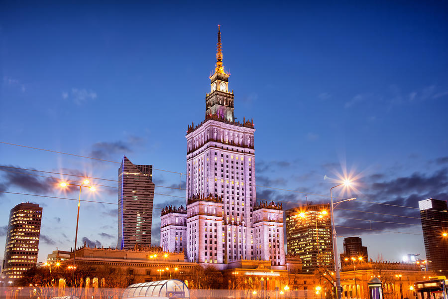 Palace of Culture and Science at Dusk in Warsaw #2 Photograph by Artur Bogacki