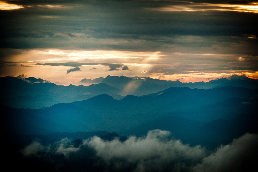 Panaramic sunset Himalayas mountain Nepal #2 Photograph by Raimond Klavins