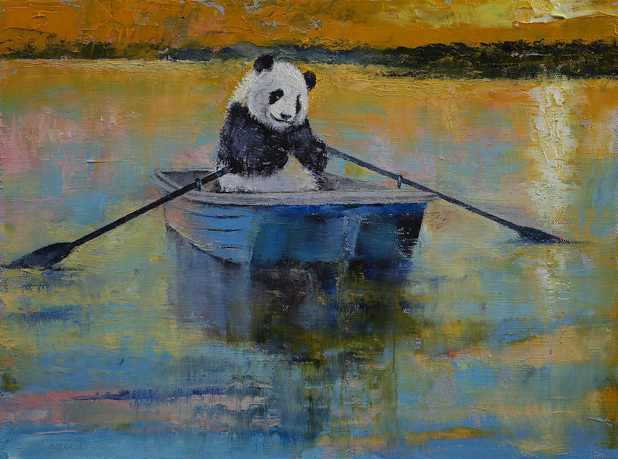 Sunset Painting - Panda Reflections #2 by Michael Creese