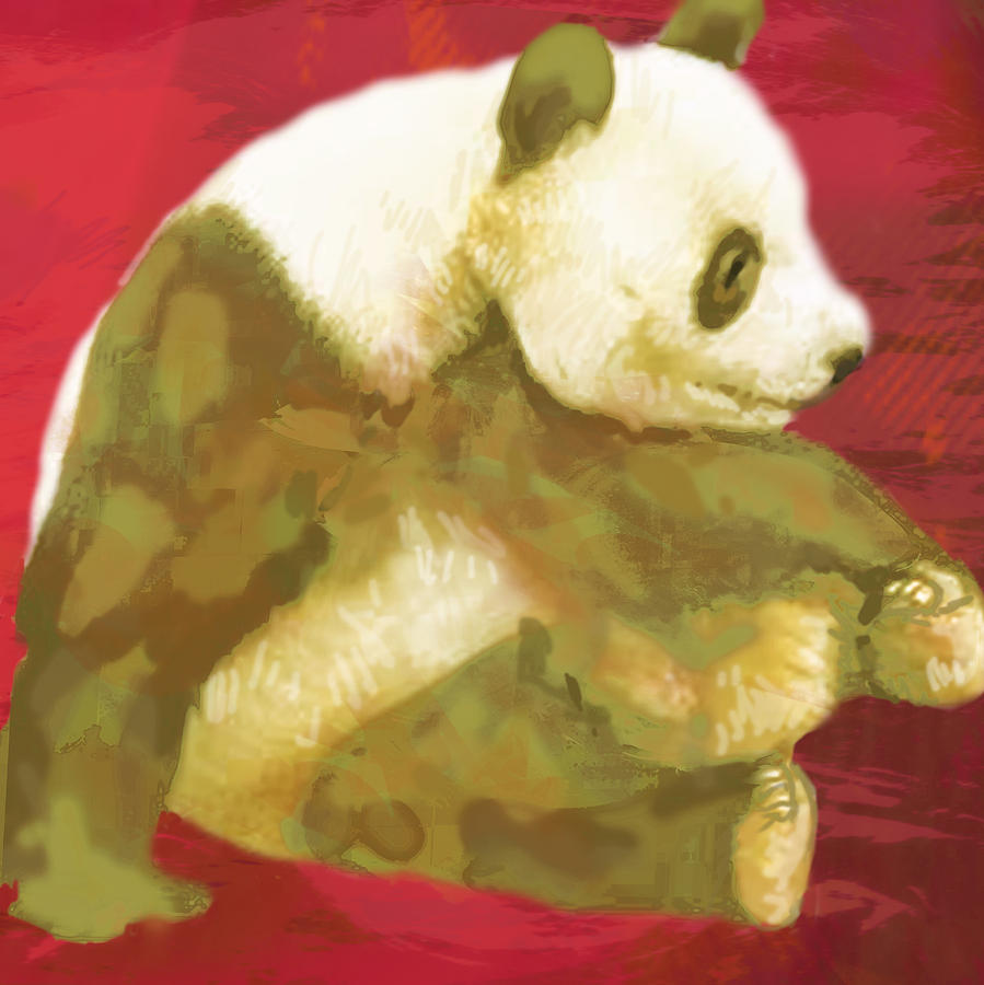 Panda - stylised drawing art poster #2 Drawing by Kim Wang