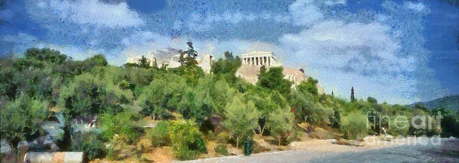 Panoramic painting of Acropolis in Athens Painting by George Atsametakis