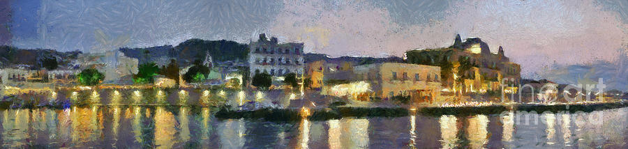 Panoramic view of Spetses town #2 Painting by George Atsametakis