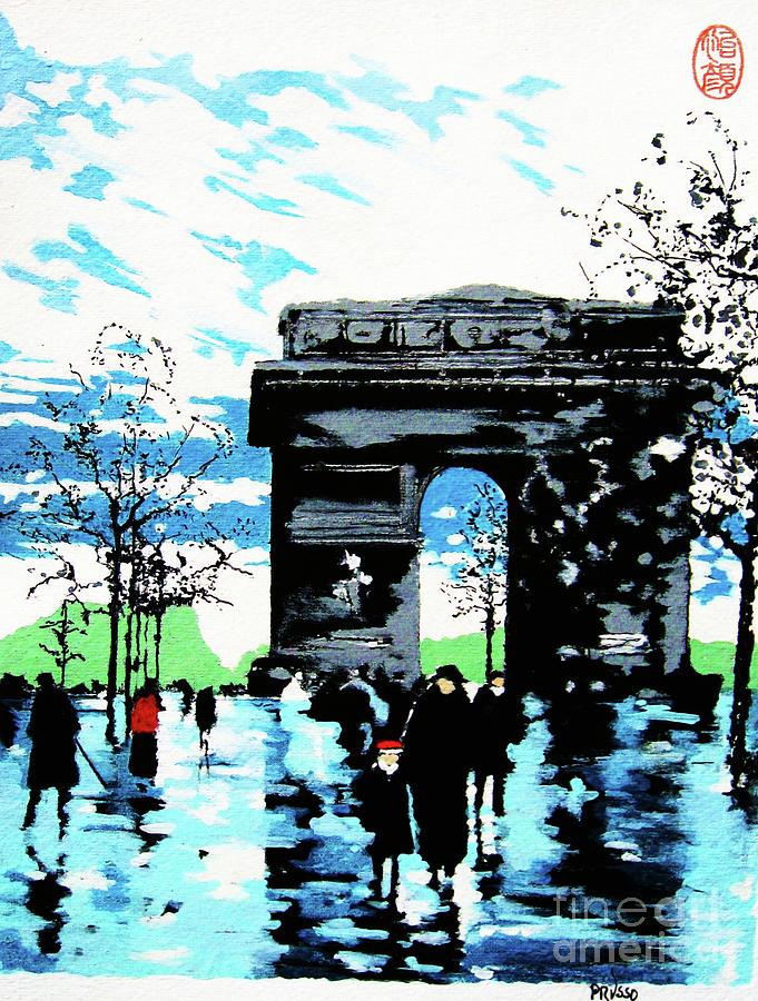 Paris Rain Shower #2 Painting by Thea Recuerdo