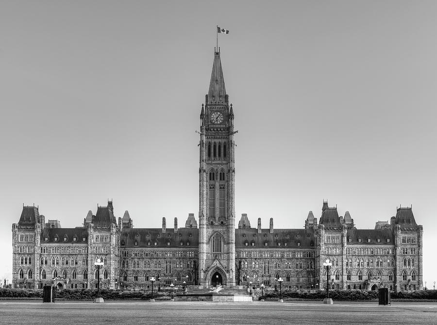 Black And White Photograph - Parliament Buildings Of Canada  Ottawa #2 by David Chapman