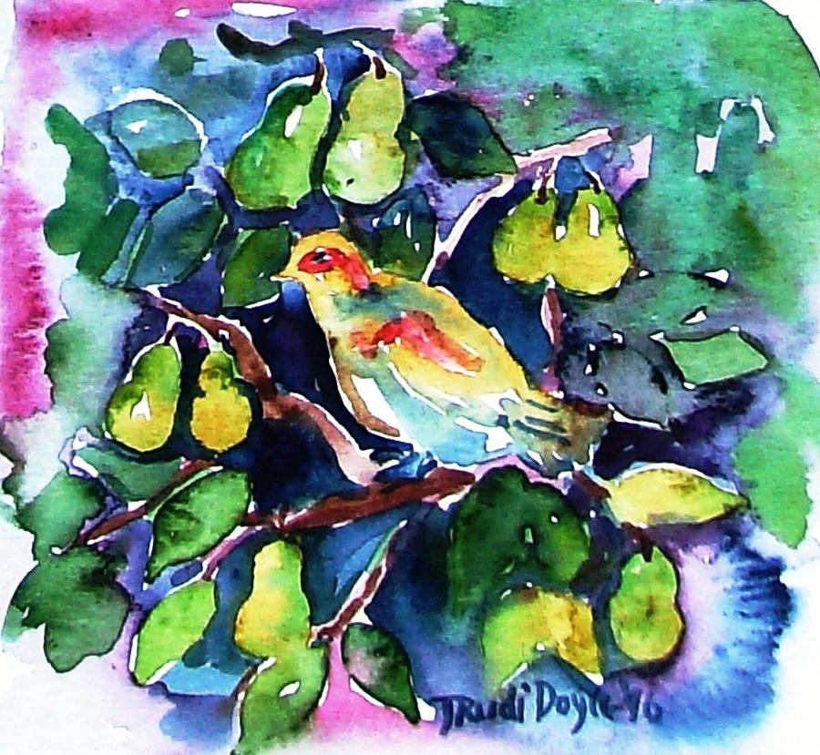 Partridge in a Pear Tree  #1 Painting by Trudi Doyle