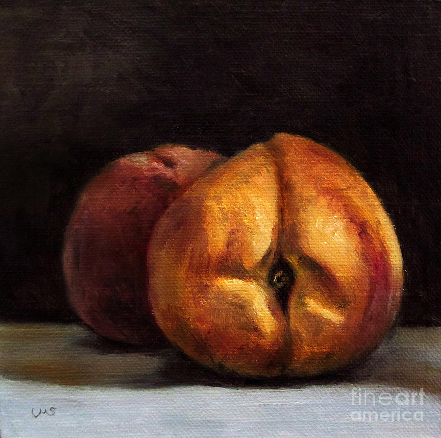 2 Peaches Painting by Ulrike Miesen-Schuermann