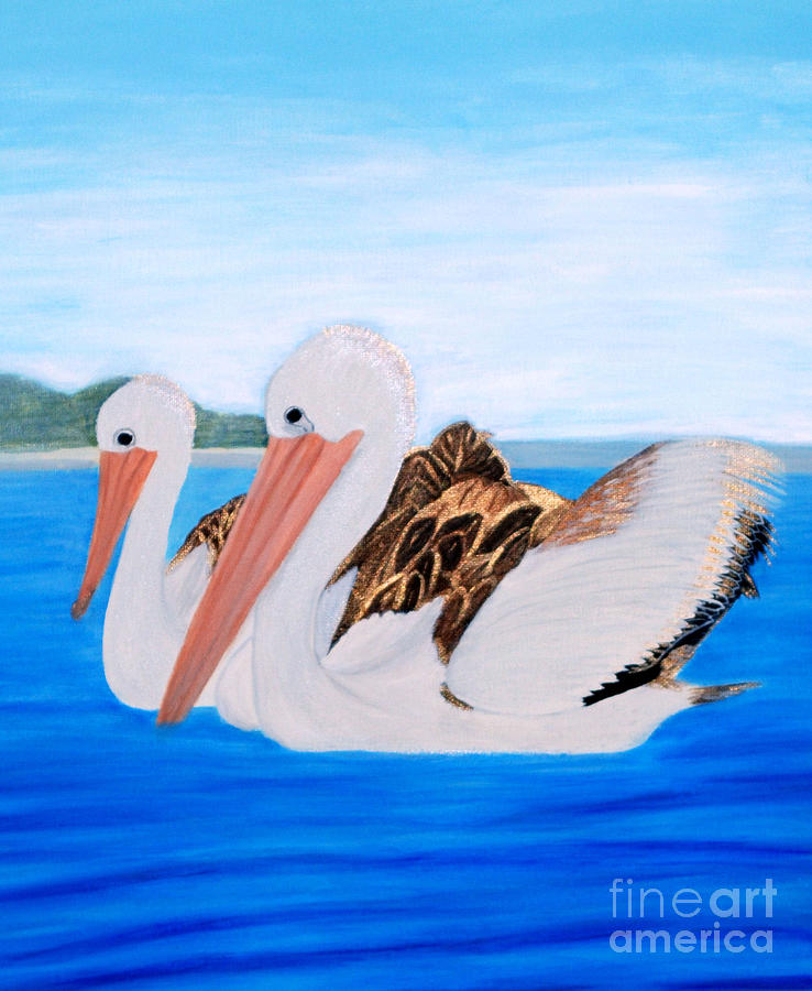 Pelicans.   Inspirations Collection. #2 Painting by Oksana Semenchenko
