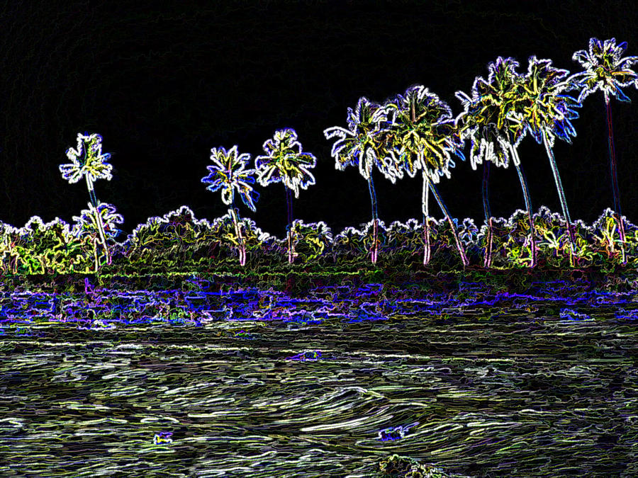 Pencil - Water rippling in the coastal lagoon #2 Digital Art by Ashish Agarwal