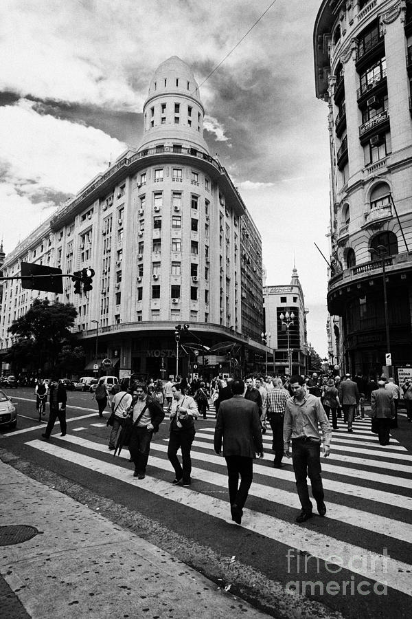 City Photograph - people crossing calle florida Edificio Bencich and south end of florida street downtown Buenos Aires #2 by Joe Fox