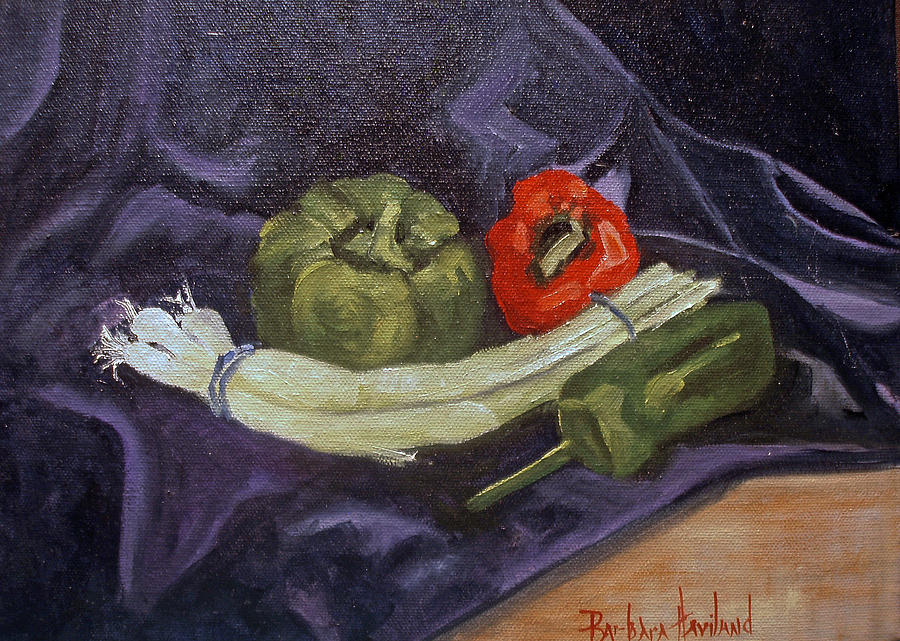Peppers and Onions #2 Painting by Barbara Haviland