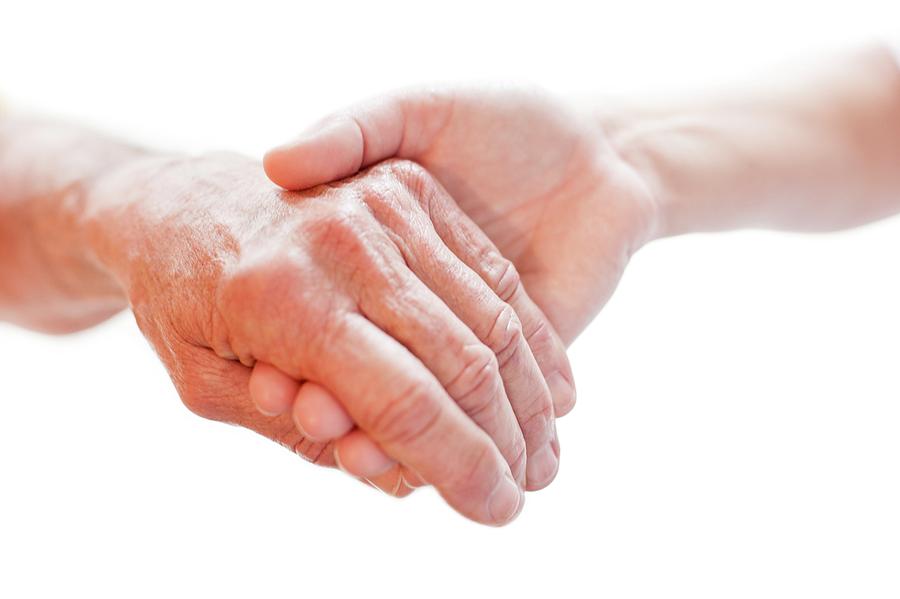 Two People Photograph - Person Holding Anothers Hand #2 by Science Photo Library