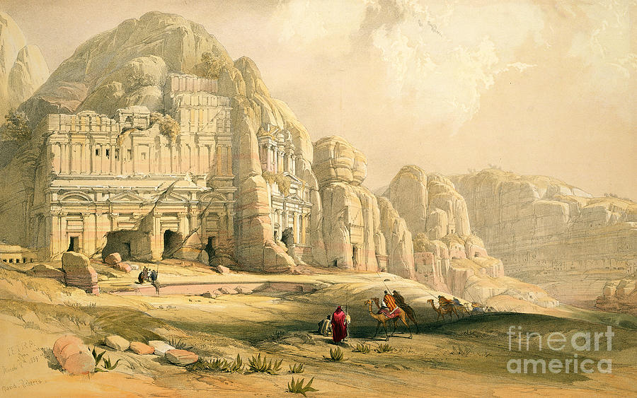 David Roberts Painting - Petra, March 8th 1839, plate 96 from Volume III of The Holy Land by David Roberts