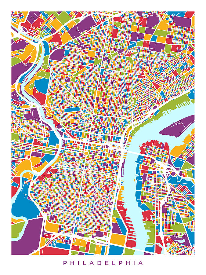 Philadelphia Pennsylvania Street Map #2 Digital Art by Michael Tompsett
