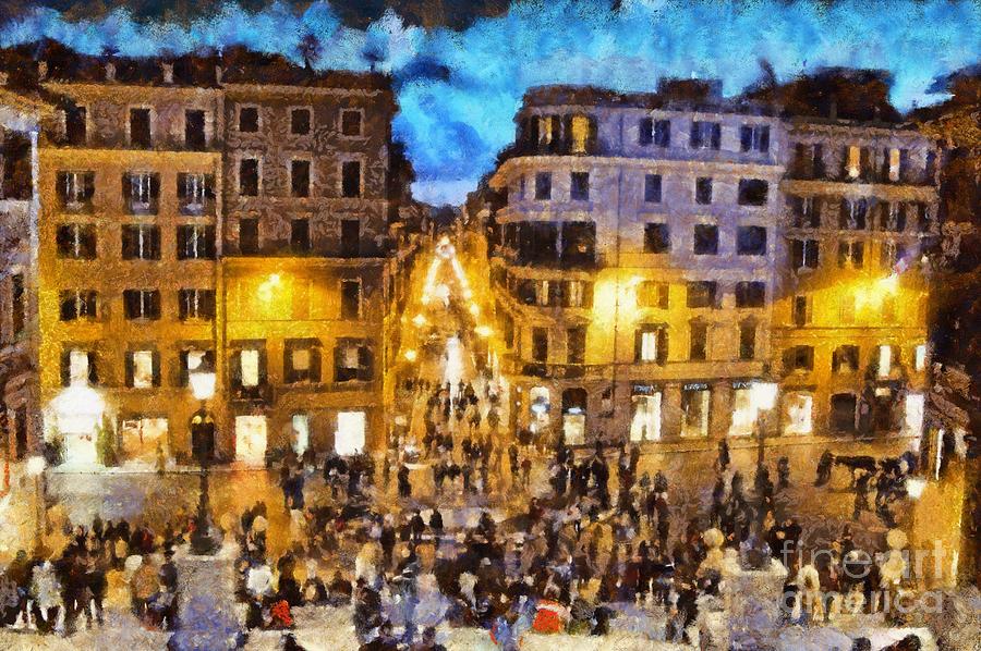 Piazza di Spagna in Rome #1 Painting by George Atsametakis