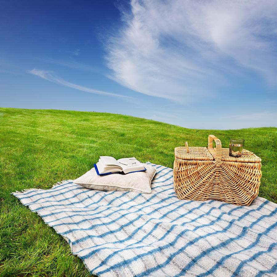 picnic basket with blanket