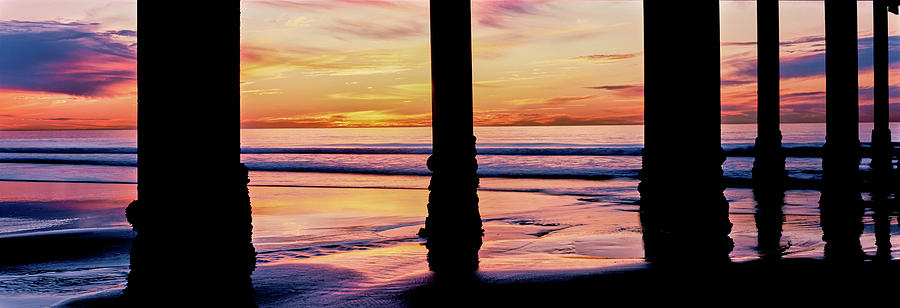 Architecture Photograph - Pier On Beach At Sunset, La Jolla, San #2 by Panoramic Images