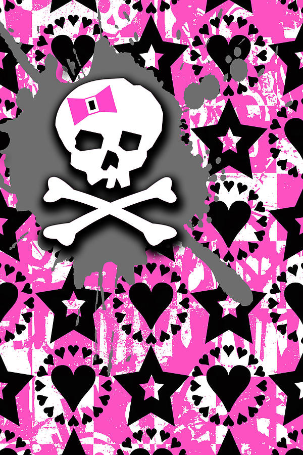 Pink Bow Skull #2 Digital Art by Roseanne Jones