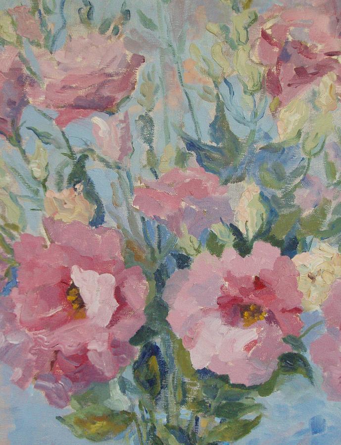 Pink Lisianthus 2014 Painting by Elinor Fletcher