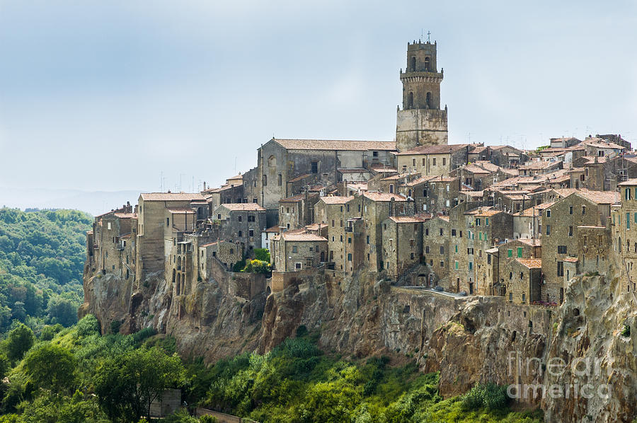 Pitigliano  stands on an abrupt tuff butte high above the Olpeta #2 Photograph by Peter Noyce
