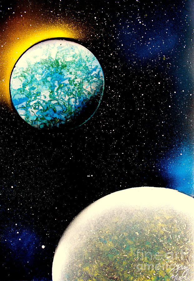 2 Planets - E Painting by Greg Moores