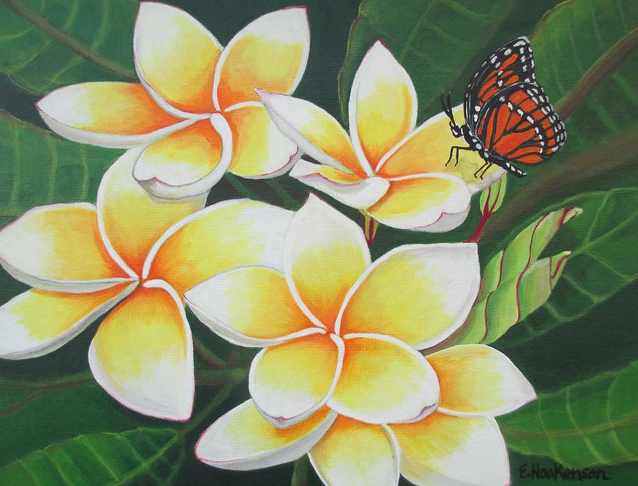 Plumeria And Monarch Butterfly Painting