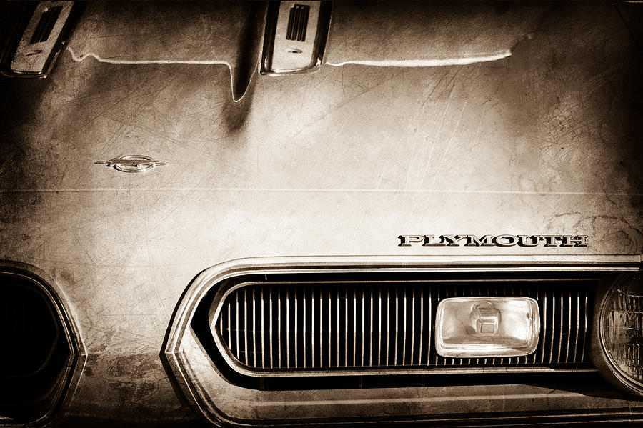 Car Photograph - Plymouth Barracuda Grille Emblem #2 by Jill Reger