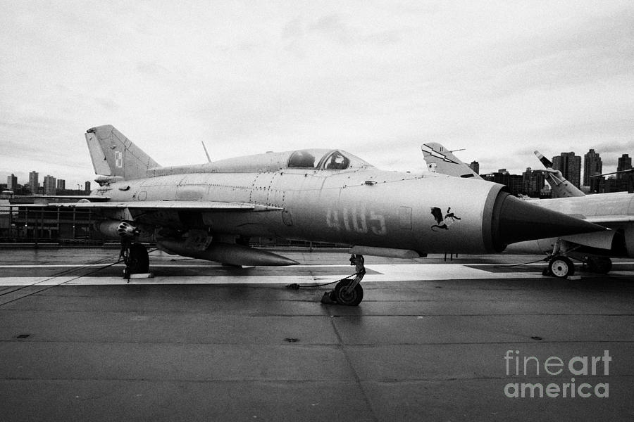 Winter Photograph - Polish air force Mig 21 PFM on display on the flight deck at the Intrepid Sea Air Space Museum #2 by Joe Fox