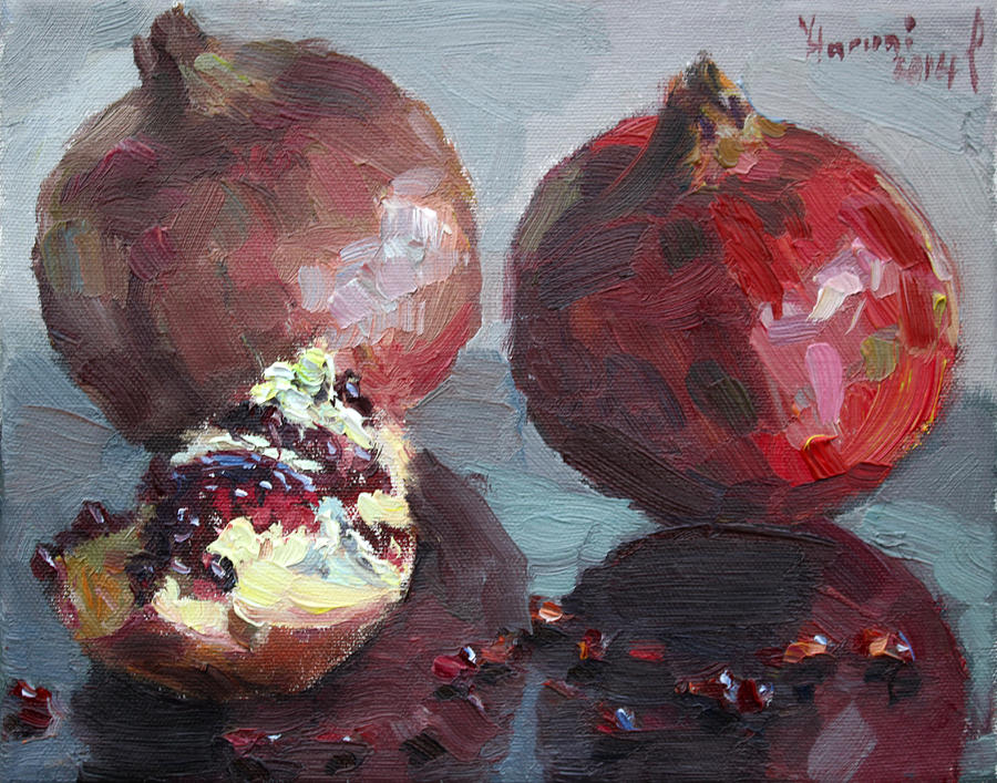 Still Life Painting - Pomegranates #2 by Ylli Haruni