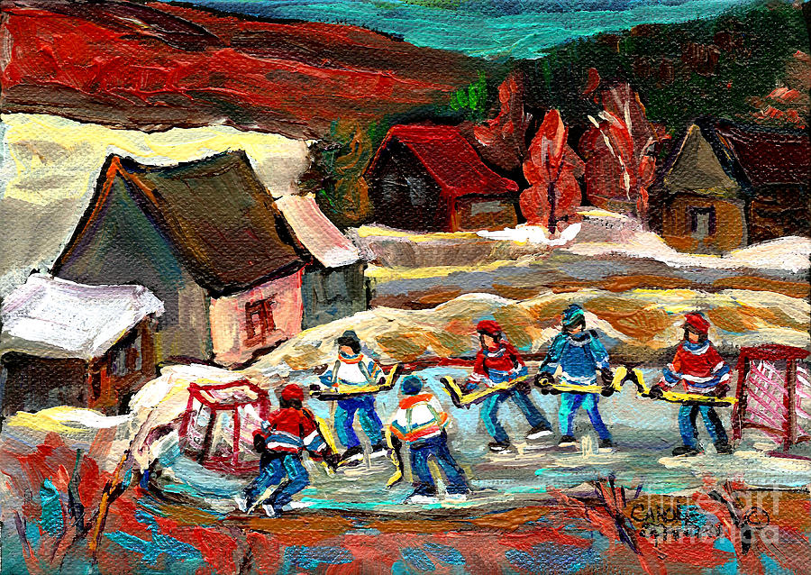 Pond Hockey 3 #2 Painting by Carole Spandau