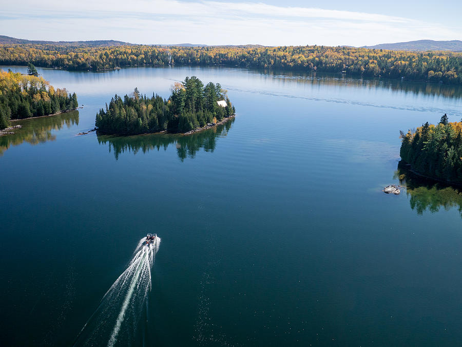 Fall Photograph - Pontoon boat on Big Cedar Lake #4 by Rob Huntley