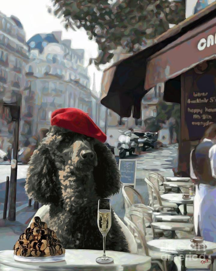 Paris Digital Art - Poodle in Paris by Laura Toth