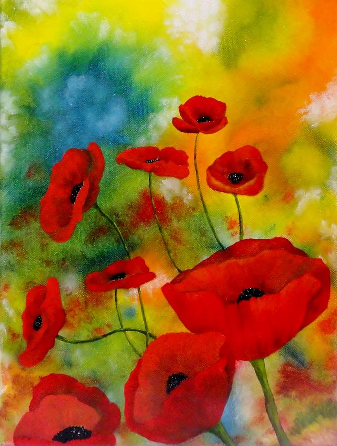 Poppies #2 Painting by Carol Avants