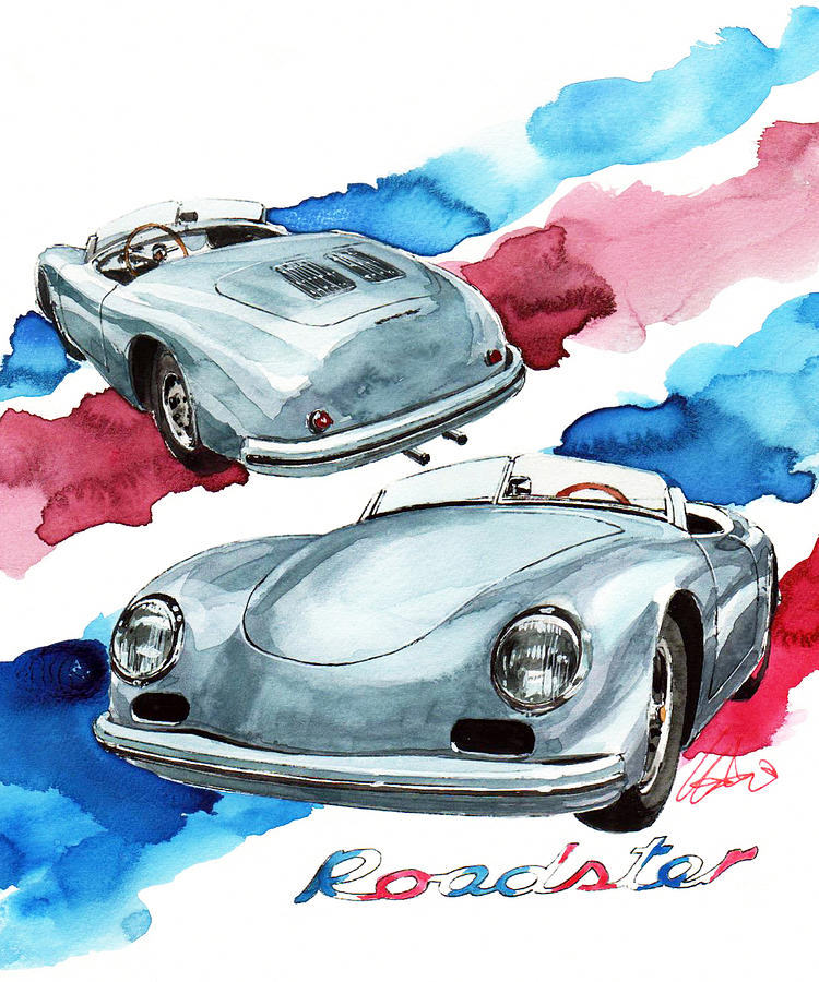 Porsche 356 American Roadster Painting by Yoshiharu Miyakawa
