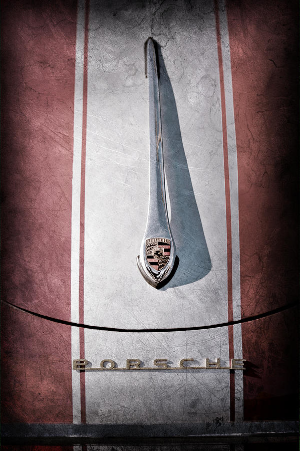 Car Photograph - Porsche Speedster Hood Emblem #2 by Jill Reger
