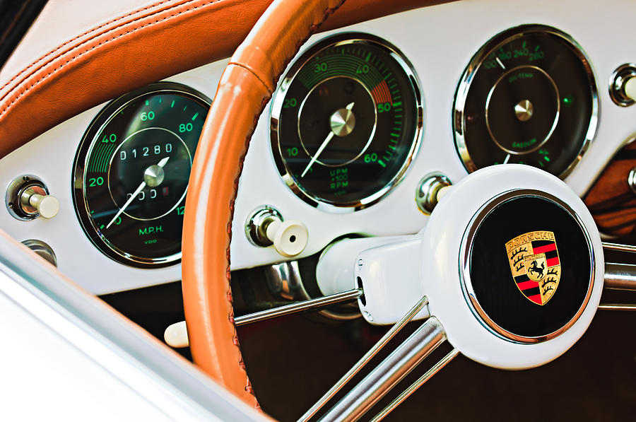 Car Photograph - Porsche Steering Wheel Emblem #2 by Jill Reger