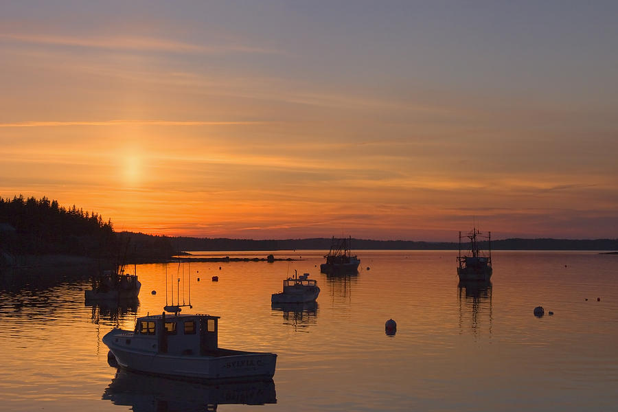 Sunset Photograph - Port Clyde Maine Fishing Boats At Sunset #2 by Keith Webber Jr