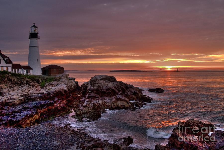 Portland Head Lighthouse Photograph - Portland Head Lighthouse Sunrise #1 by Alana Ranney