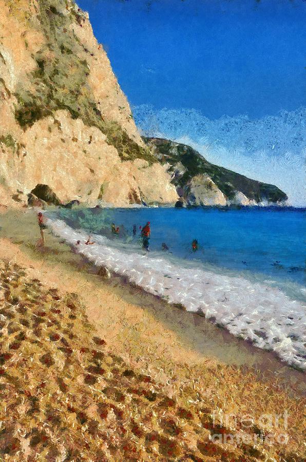 Porto Katsiki beach in Lefkada island #3 Painting by George Atsametakis