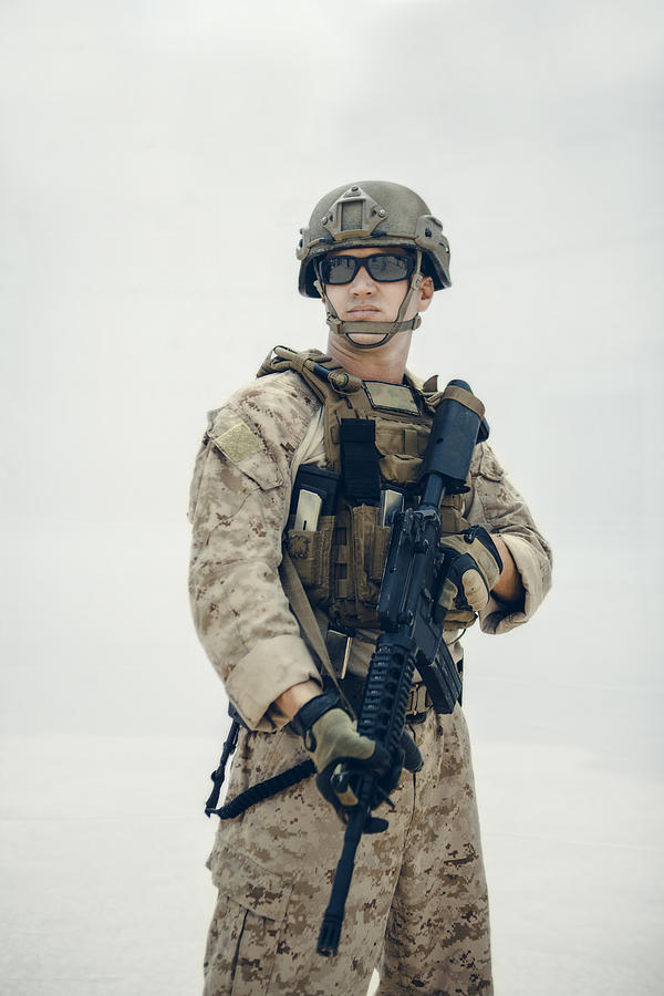 Portrait of United States Marine on patrol. #2 Photograph by Michael Sugrue