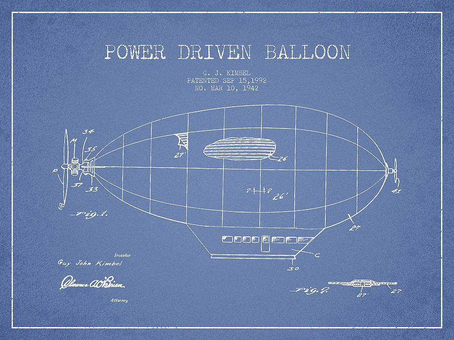 Vintage Digital Art - Power Driven Balloon Patent #2 by Aged Pixel
