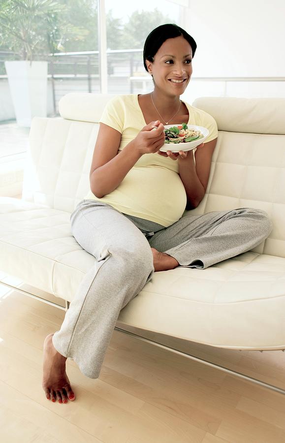 Pregnant Woman Eating A Salad Photograph By Ian Hootonscience Photo