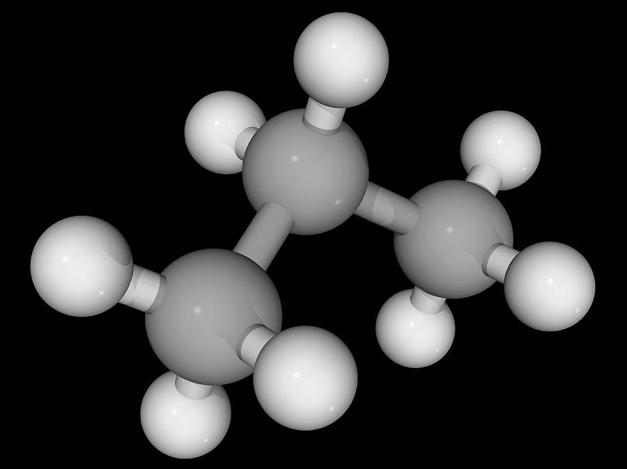 Illustration Photograph - Propane Molecule #2 by Laguna Design/science Photo Library