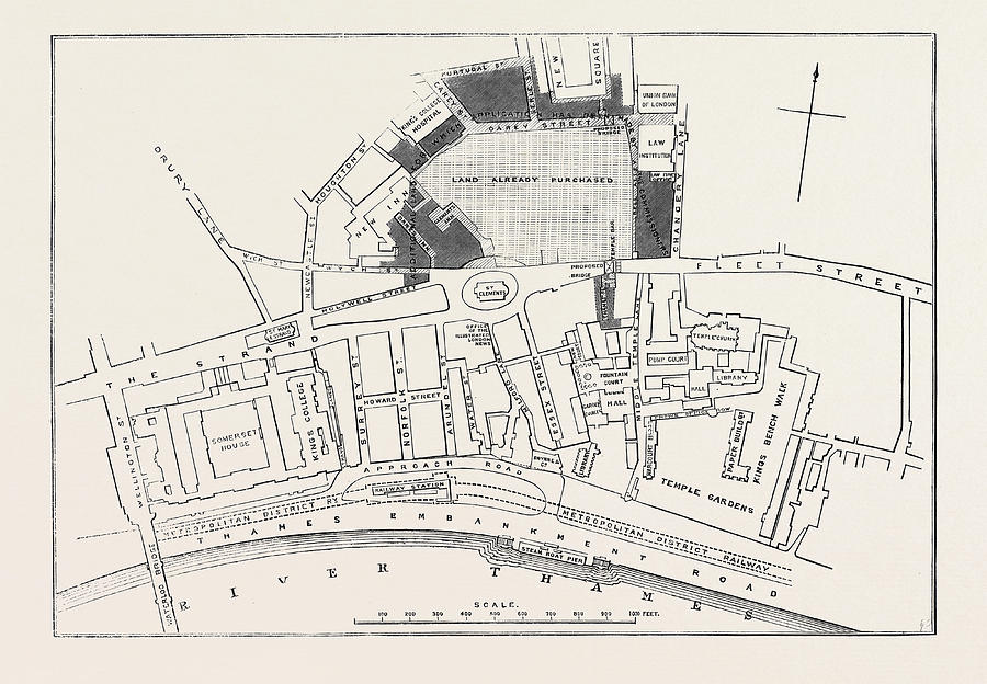 Proposed Sites For The New Law Courts Plan Of Mr Drawing by English ...