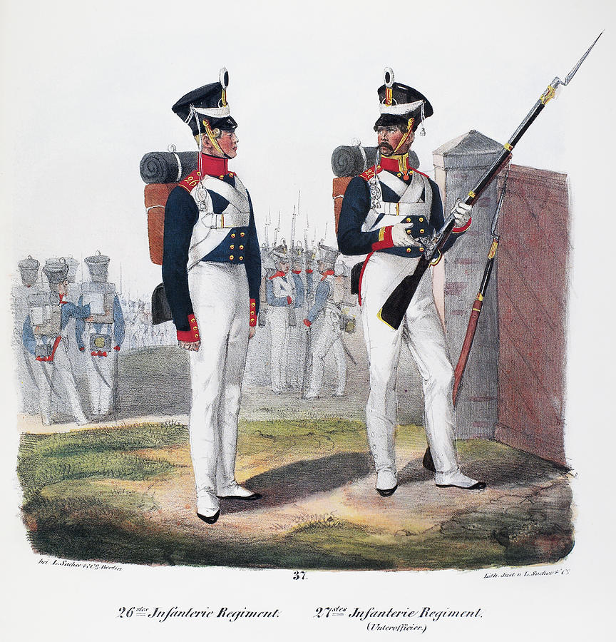 Prussian Soldiers, 1830 #2 Painting by Granger