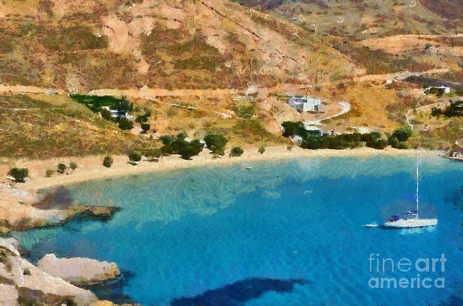 Landscape Painting - Psili Ammos beach in Serifos island #7 by George Atsametakis